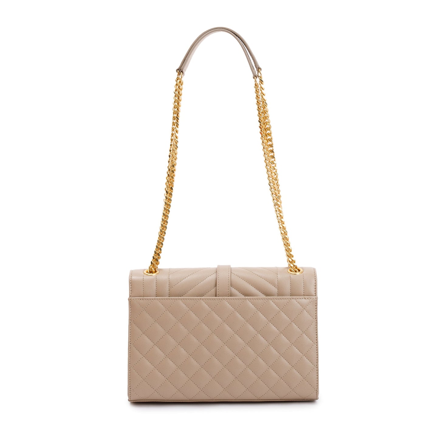 Saint Laurent 2023 Beige Grained De Poudre Medium Envelope Shoulder Bag