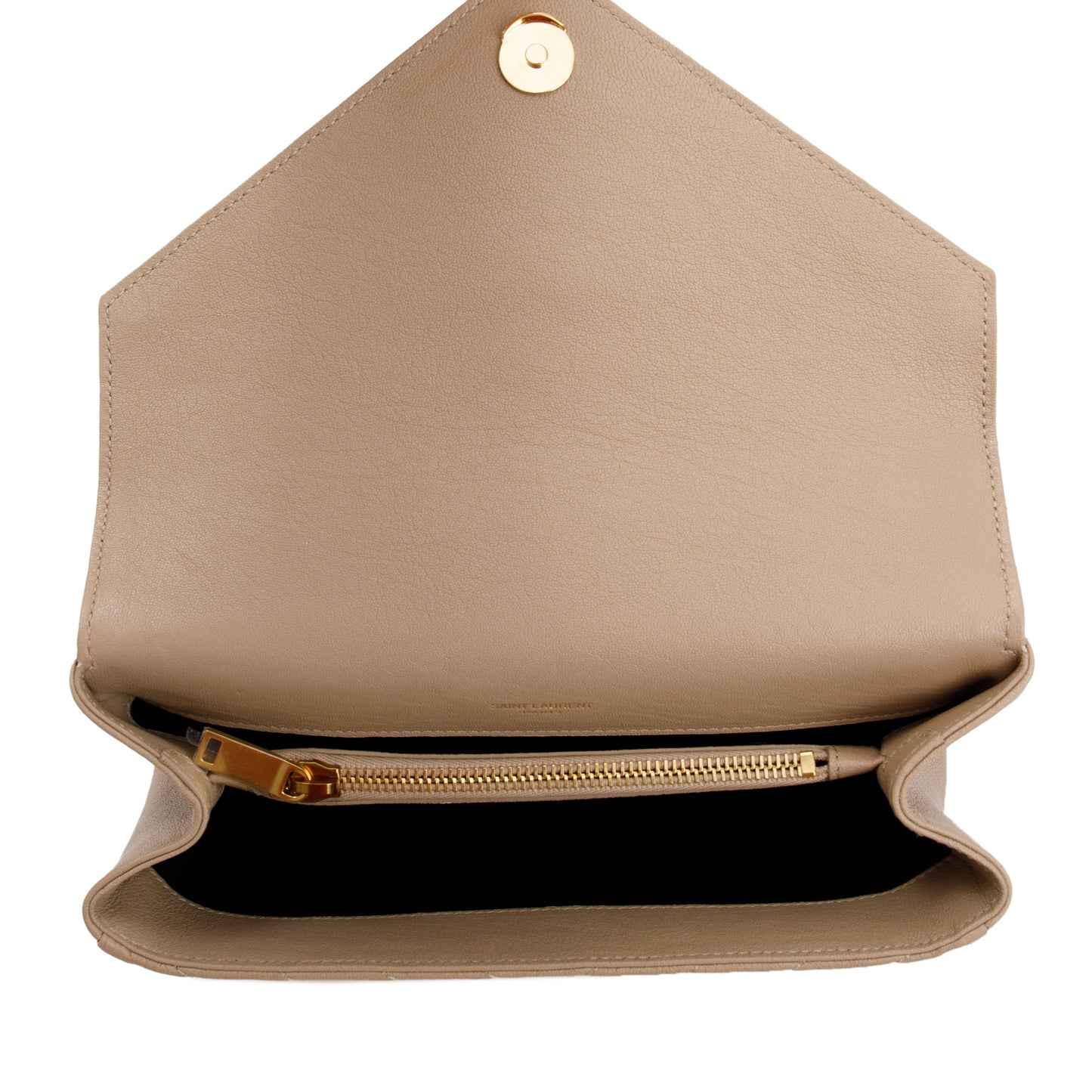 Saint Laurent 2023 Beige Leather Medium Chevron College Bag