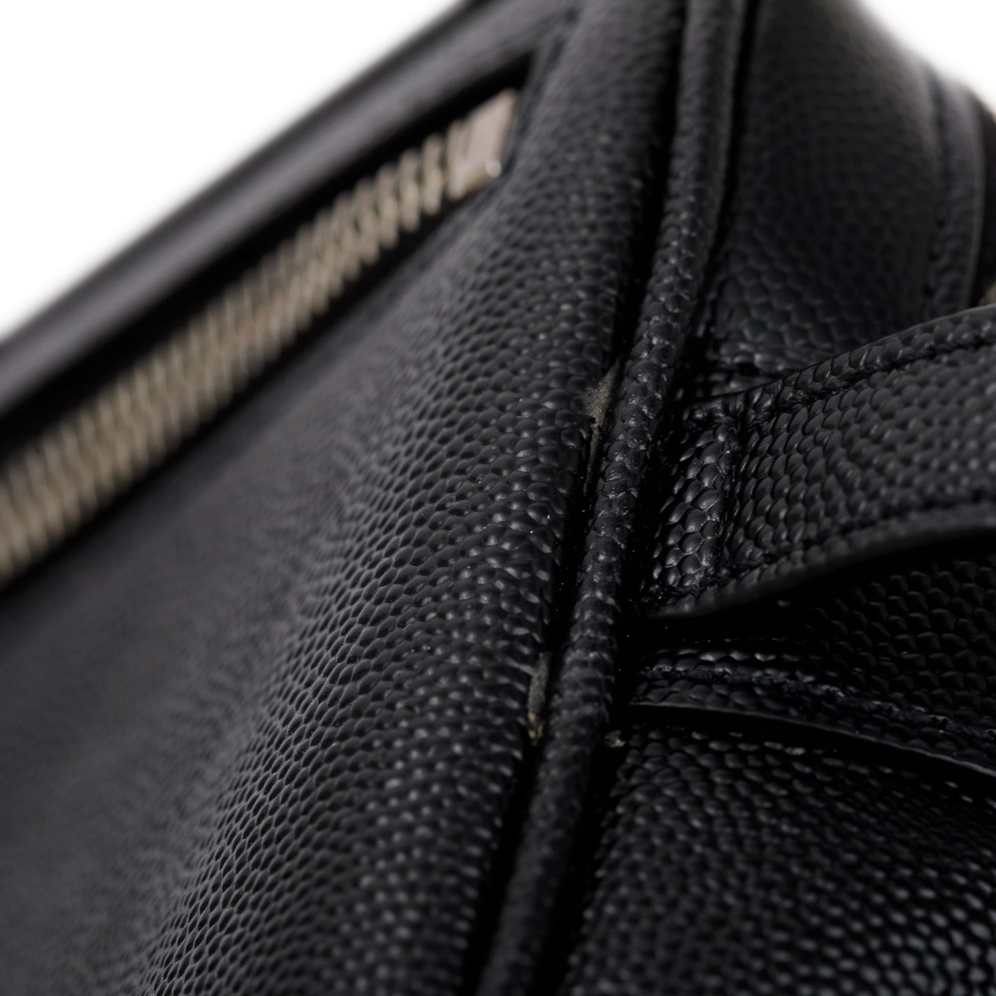 Saint Laurent 2023 Black Calfskin Leather Double Zip Cosmetic Case