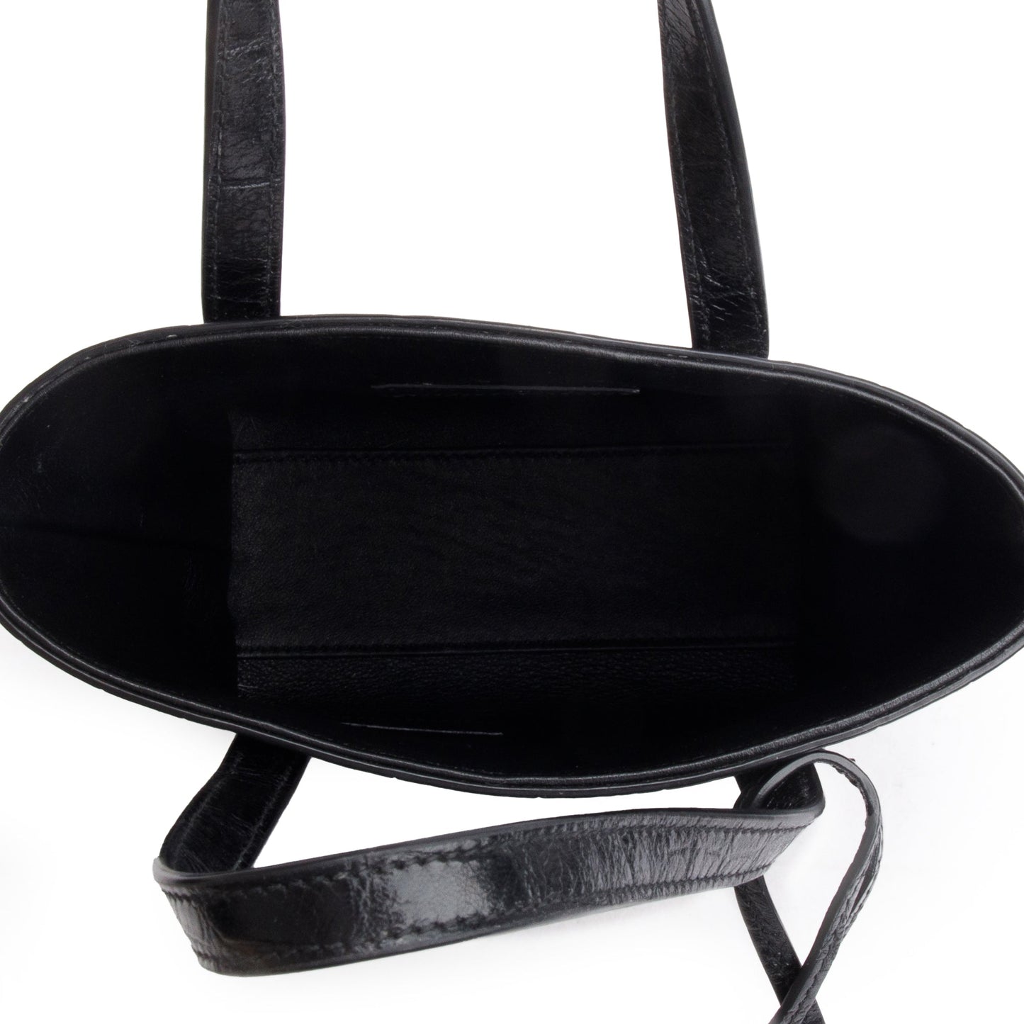 Saint Laurent 2023 Black Croc-Embossed Mini Toy Shopping Tote
