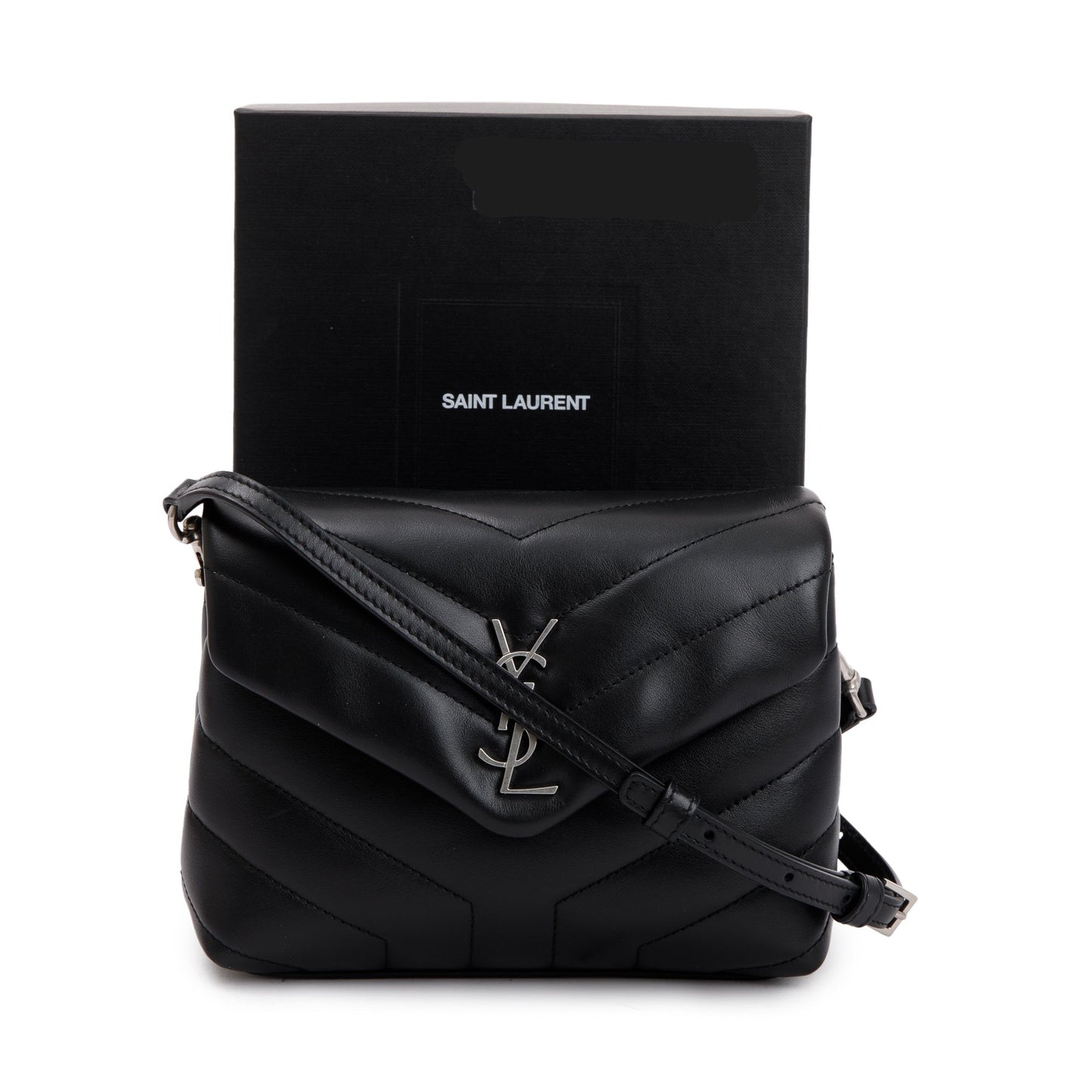 Saint Laurent 2023 Black Monogram Matelasse Toy Loulou Crossbody Bag