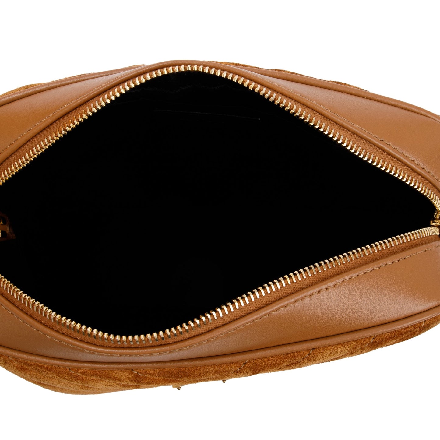 Saint Laurent 2023 Brown Quilted Suede & Smooth Leather Lou Camera Bag