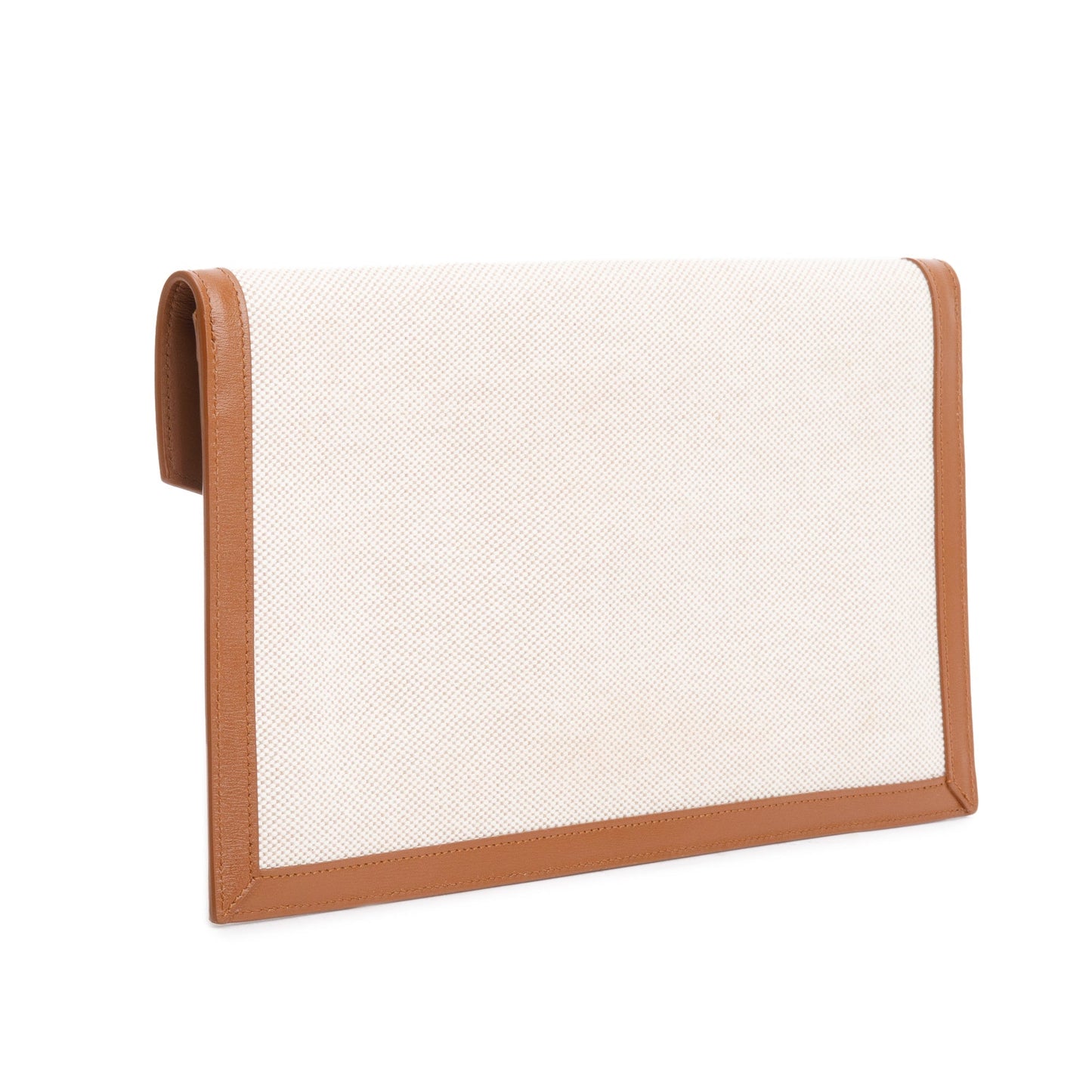 Saint Laurent 2023 Neutral Canvas Brown Smooth Leather Uptown Pouch