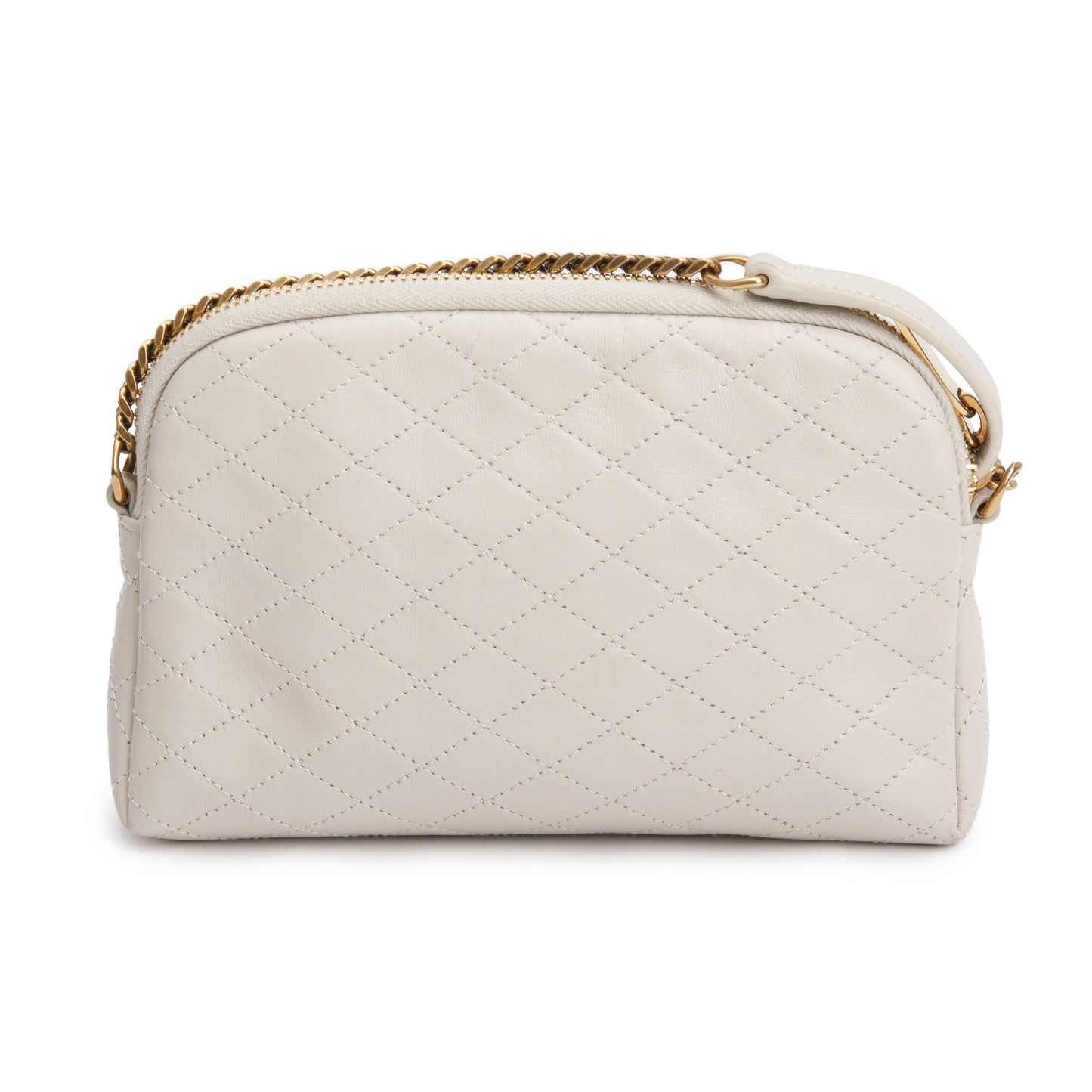 Saint Laurent 2023 White Leather Gaby Zipped Pouch