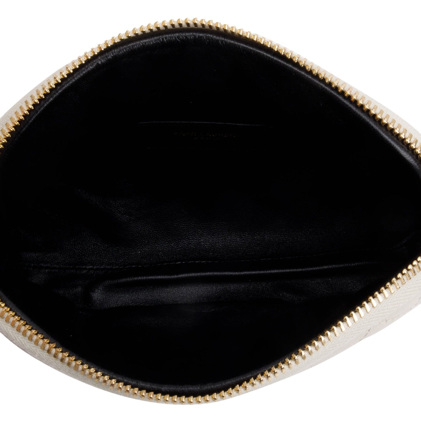 Saint Laurent 2023 White Leather Gaby Zipped Pouch