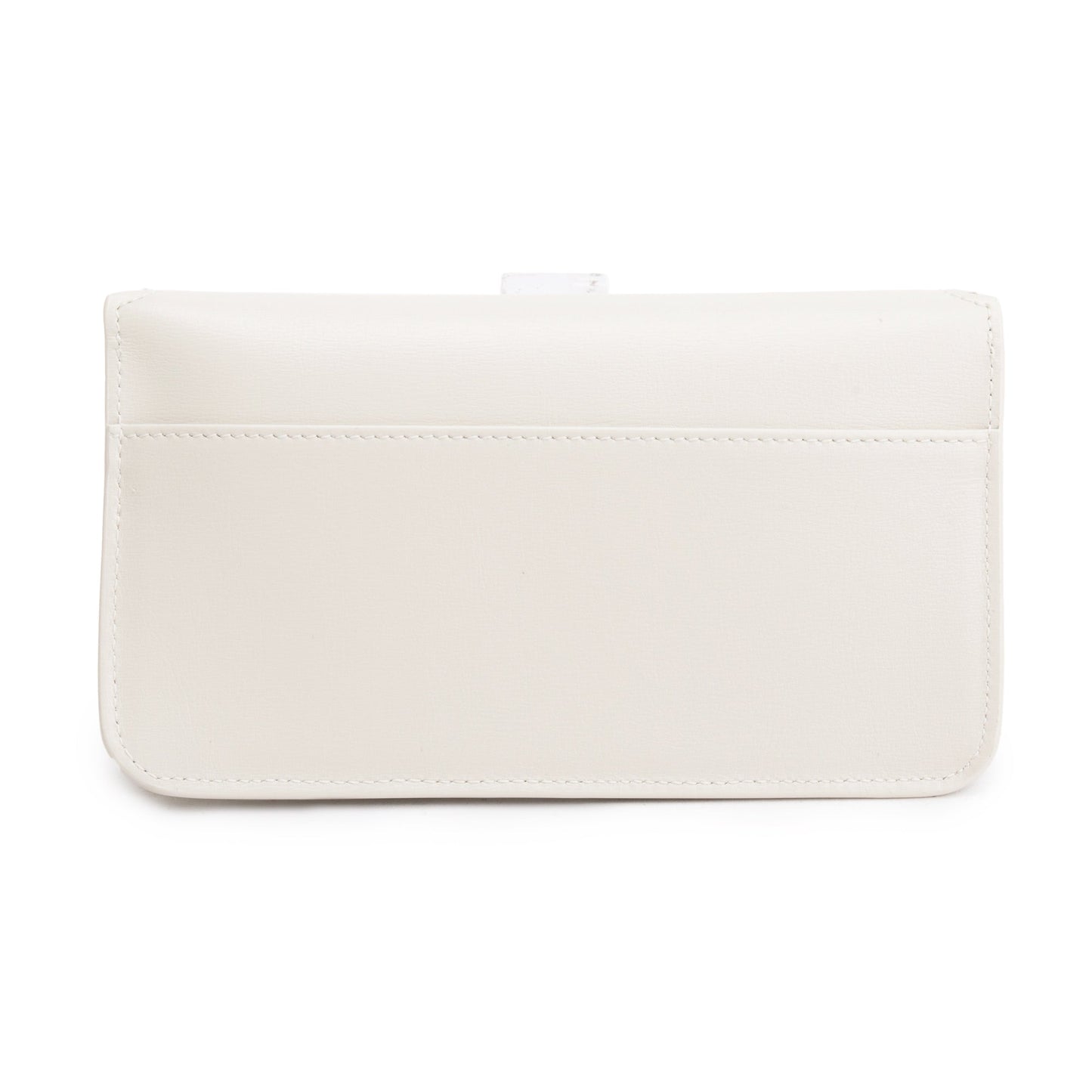 Saint Laurent 2023 White Smooth Leather Cassandre Phone Holder Bag