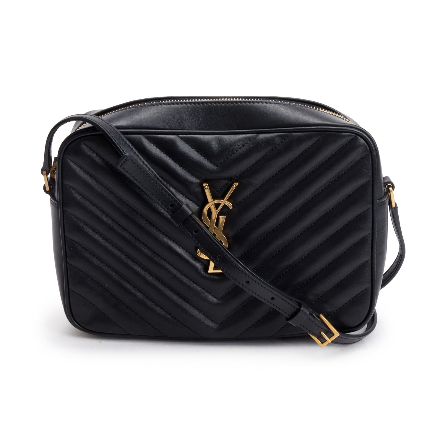 Saint Laurent 2024 Black Quilted Leather Lou Camera Bag