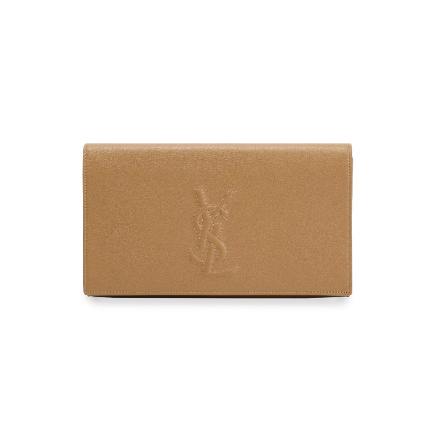 Saint Laurent Beige Calfskin Leather Large Belle de Jour Clutch