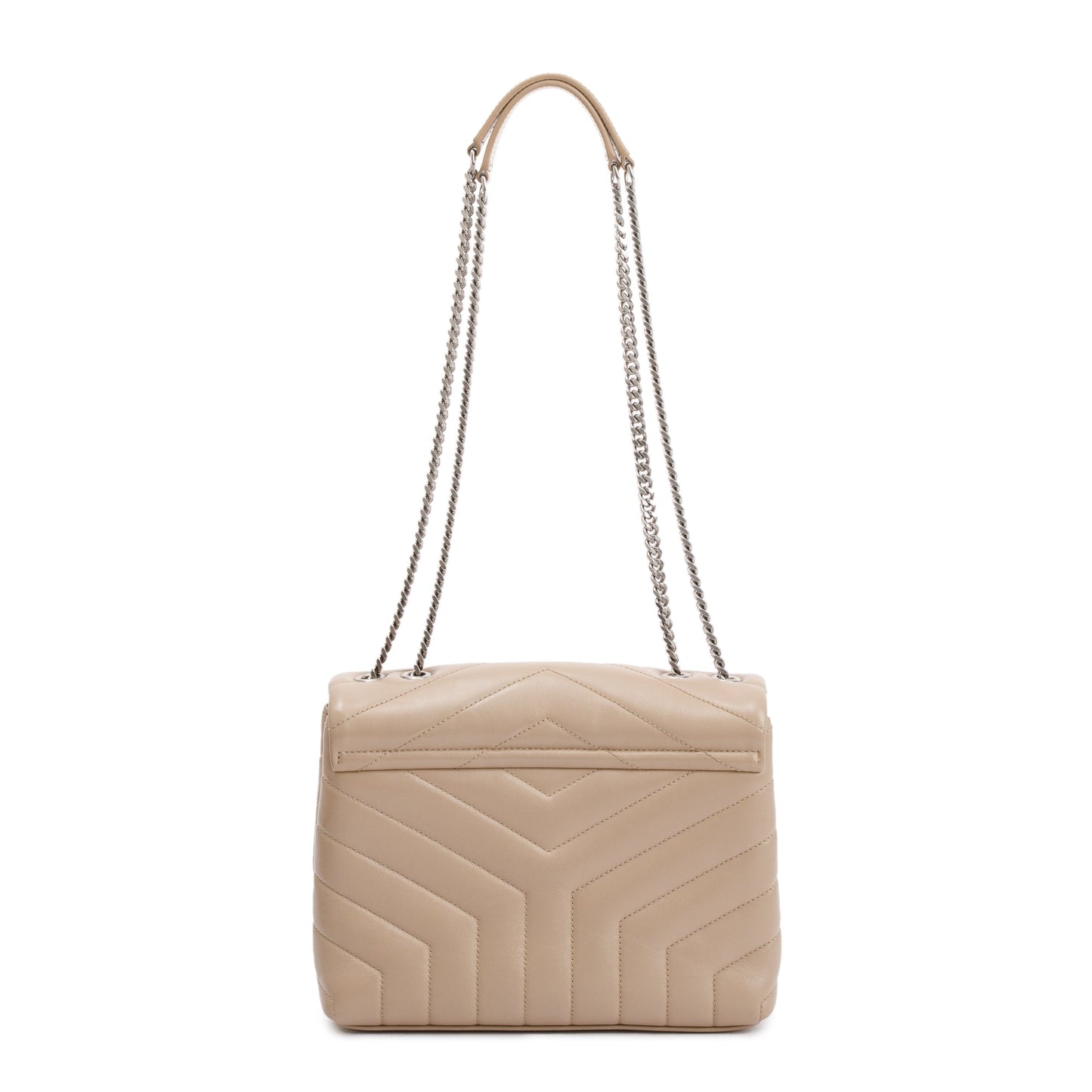Saint Laurent Beige Calfskin Leather Small Loulou Chain Shoulder Bag