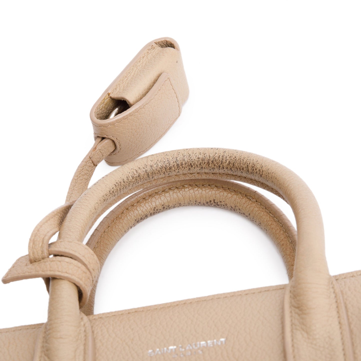 Saint Laurent Beige Grained Leather Nano Sac De Jour