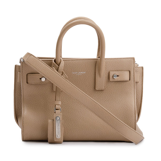 Saint Laurent Beige Grained Leather Nano Sac De Jour