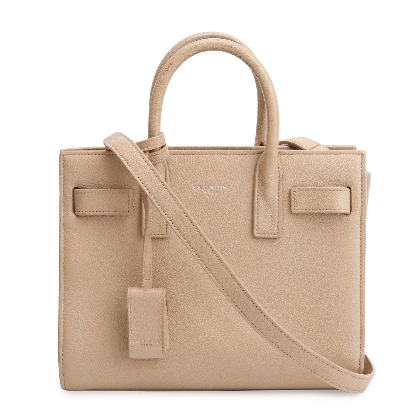 Saint Laurent Beige Grained Leather Nano Sac De Jour
