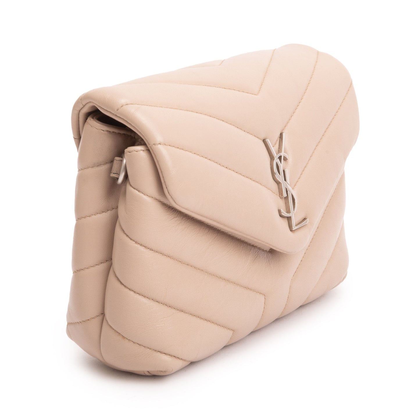 Saint Laurent Beige Monogram Matelasse Toy Loulou Crossbody Bag
