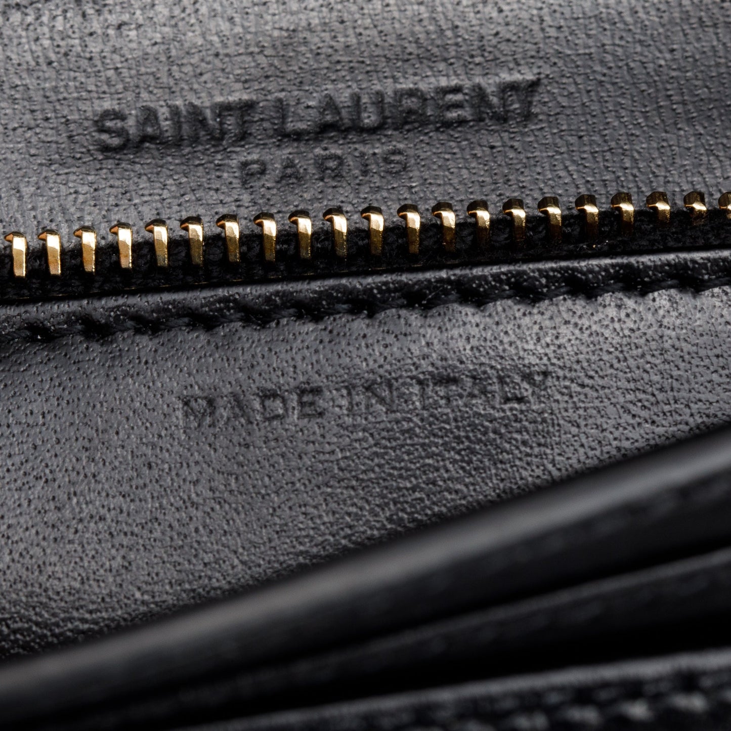 Saint Laurent Black Calf Leather Micro Chain Card Case