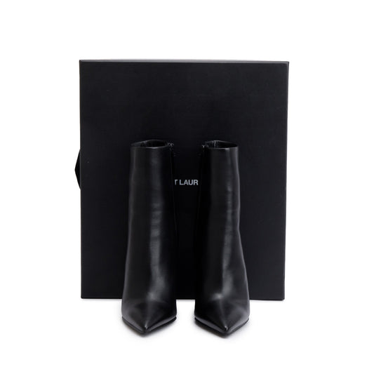 Saint Laurent Black Calf Leather Opyum Booties, Size 36