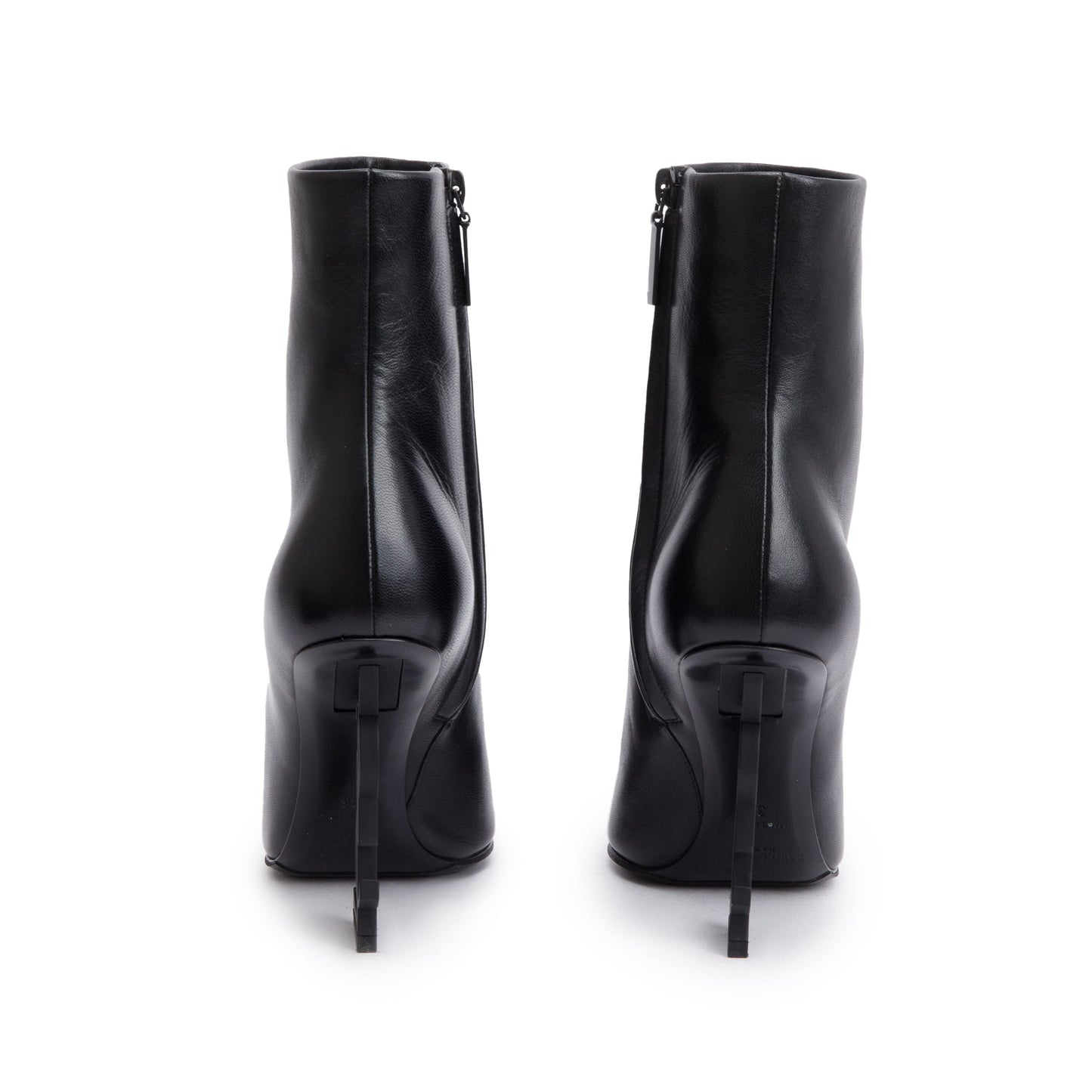Saint Laurent Black Calf Leather Opyum Booties, Size 36