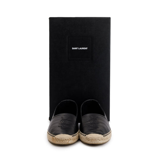 Saint Laurent Black Calfskin Leather Espadrilles, Size 40