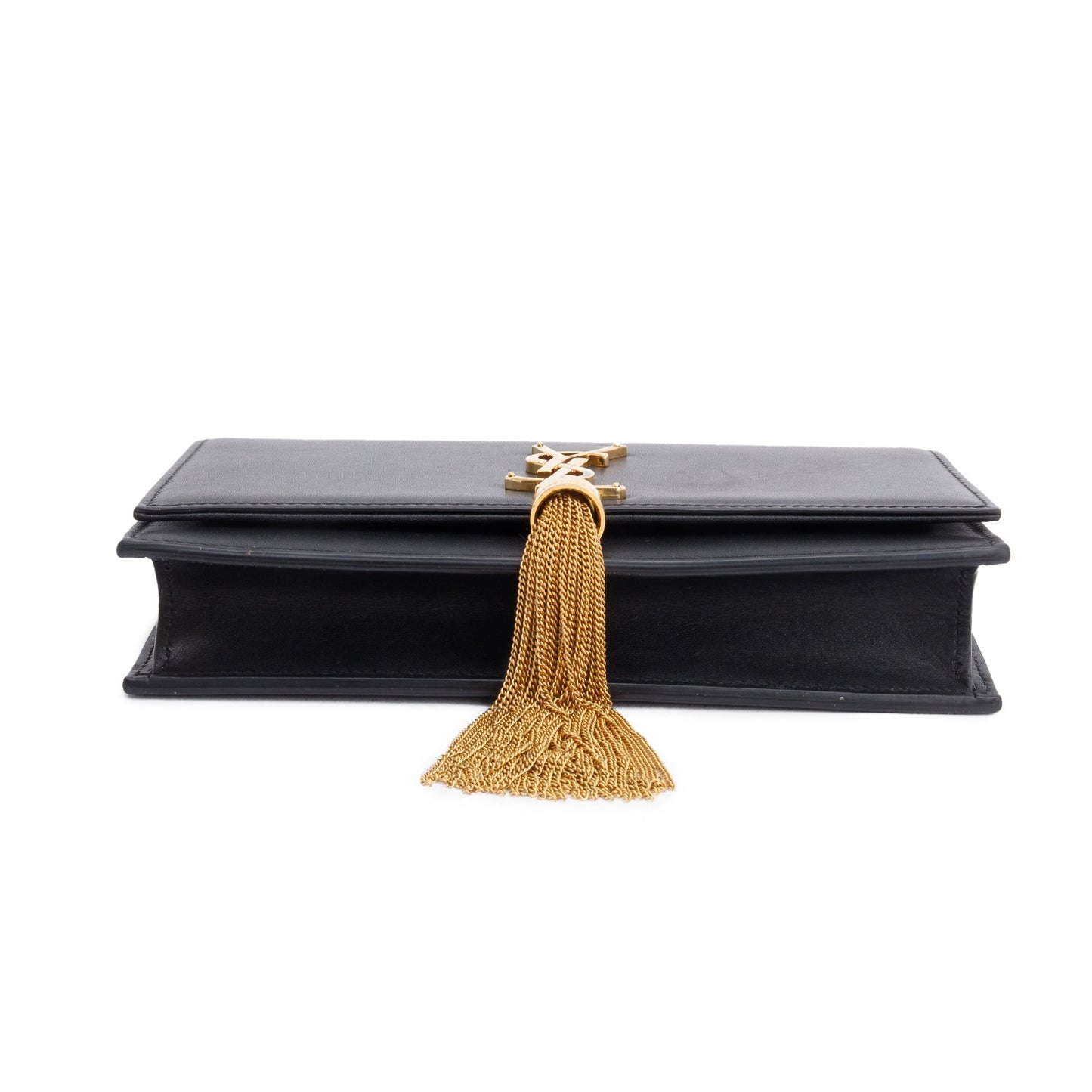 Saint Laurent Black Calfskin Leather Kate Tassel Wallet on Chain
