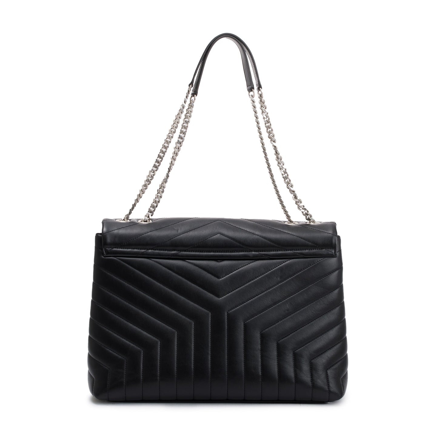 Saint Laurent Black Calfskin Leather Large Loulou Shoulder Bag