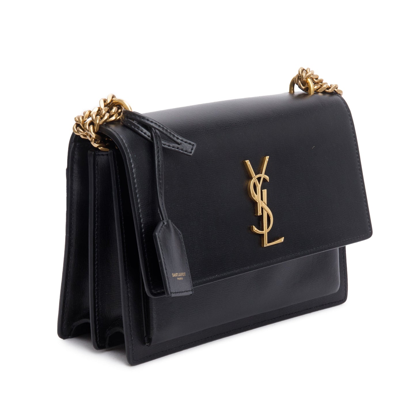 Saint Laurent Black Calfskin Leather Medium Sunset Shoulder Bag