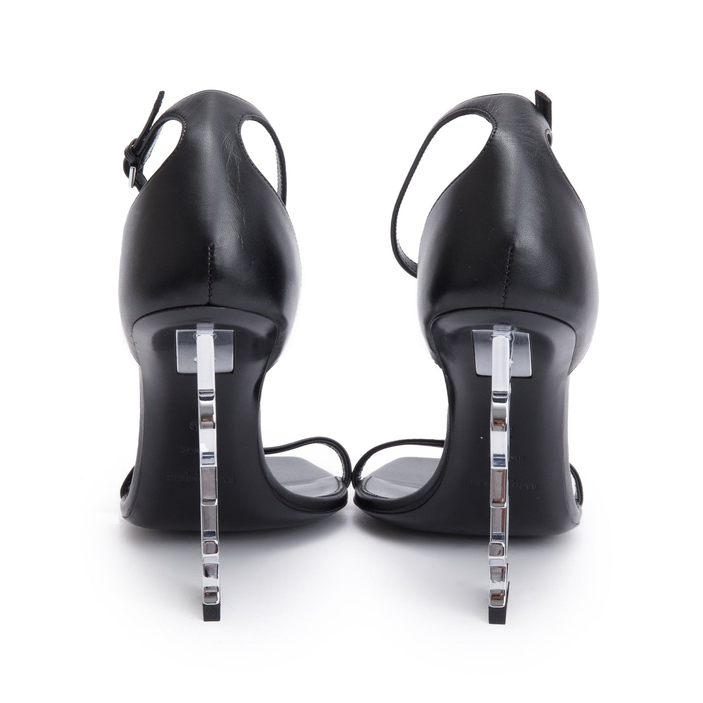 Saint Laurent Black Calfskin Leather Opyum Sandals, Size 39