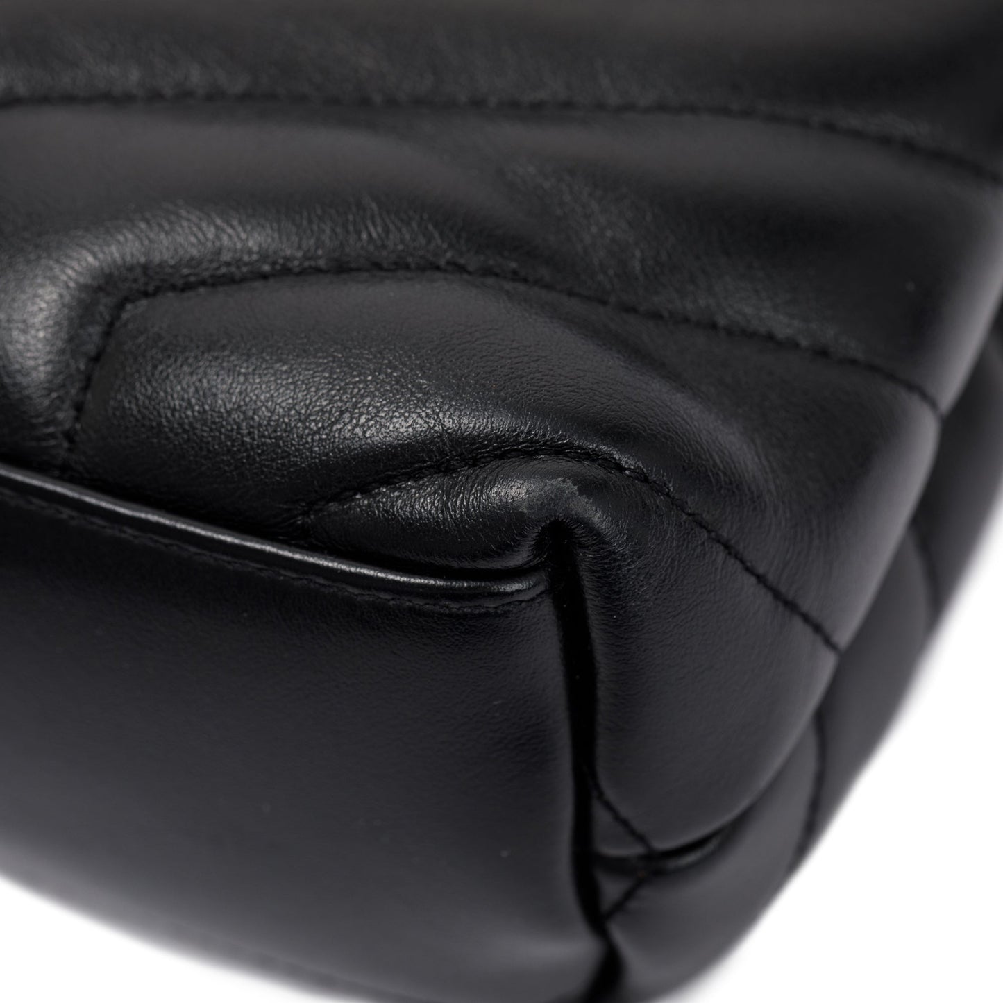 Saint Laurent Black Chevron Quilted Leather Small Loulou Shoulder Bag