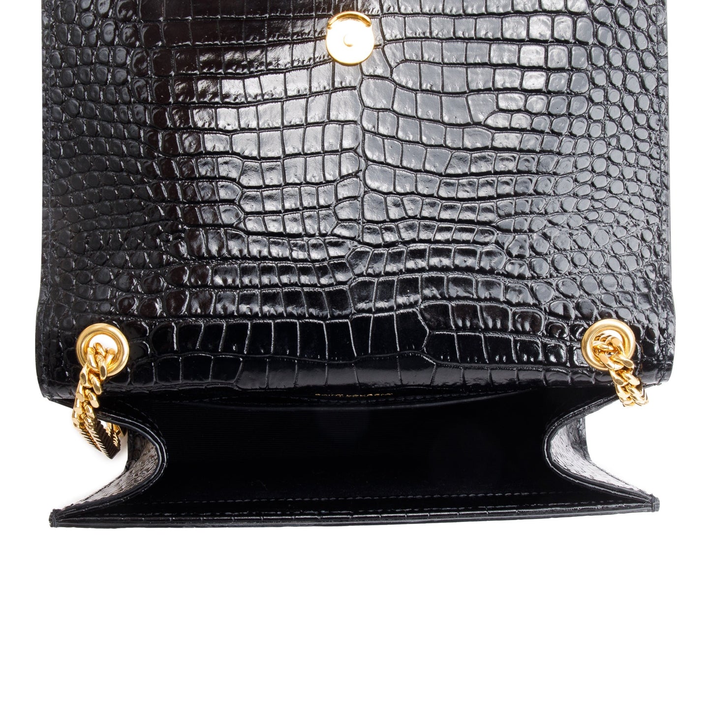 Saint Laurent Black Croc-Embossed Leather Small Kate Tassel Bag
