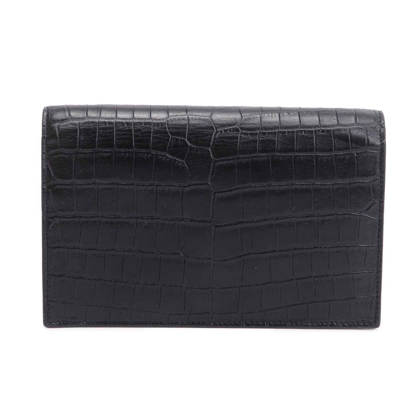 Saint Laurent Black Croc-Embossed Leather Small Kate Tassel Bag