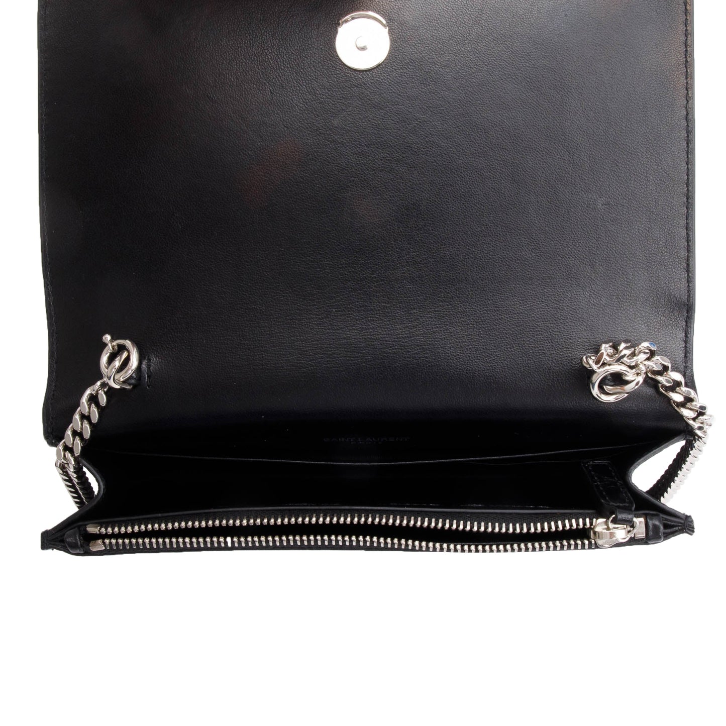 Saint Laurent Black Croc-Embossed Leather Small Kate Tassel Bag