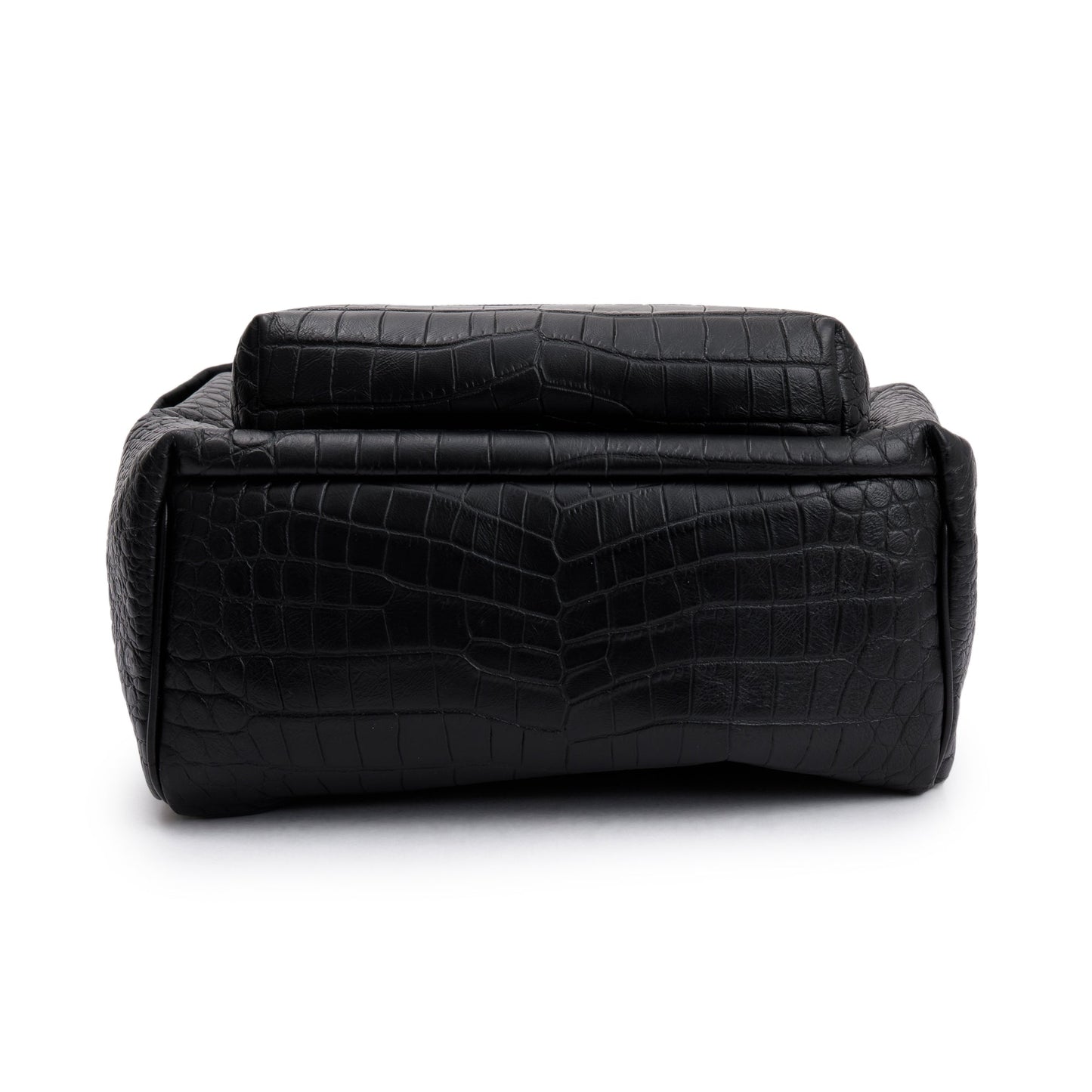 Saint Laurent Black Crocodile-Embossed Calfskin Leather City Backpack