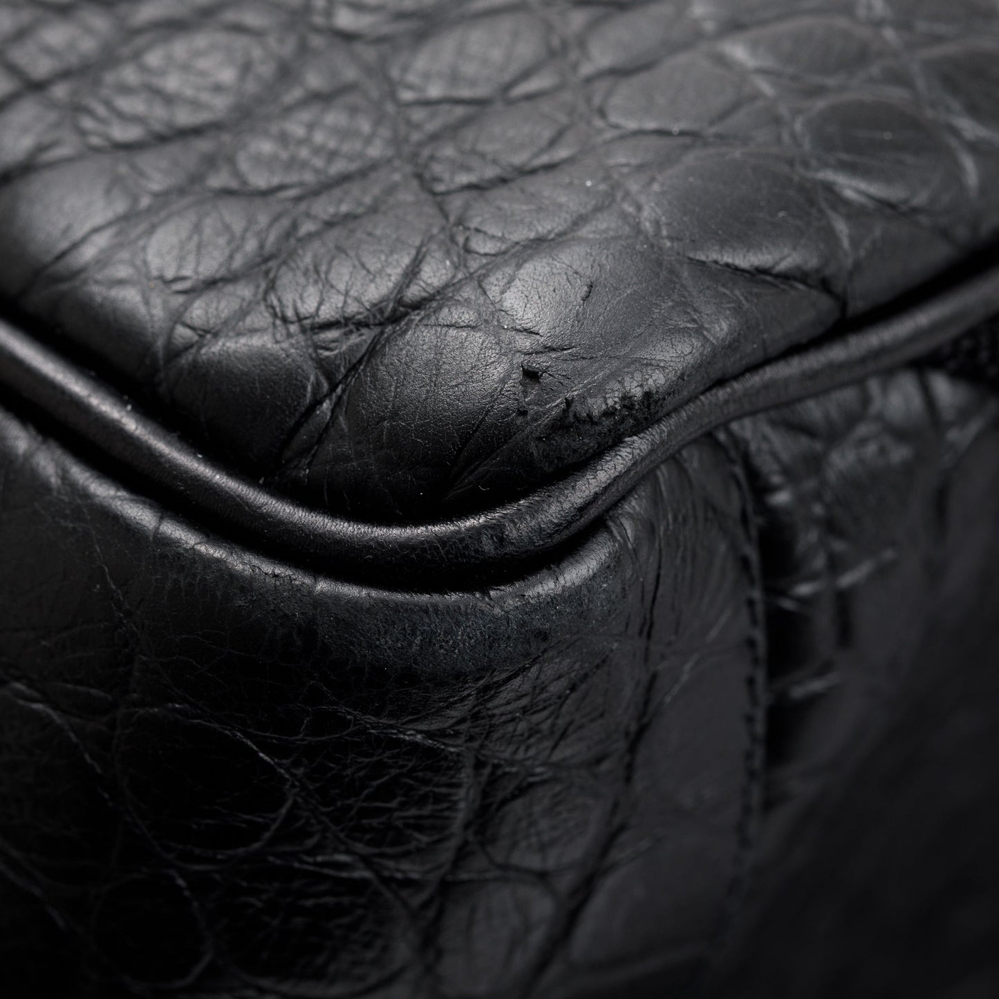 Saint Laurent Black Crocodile-Embossed Calfskin Leather City Backpack