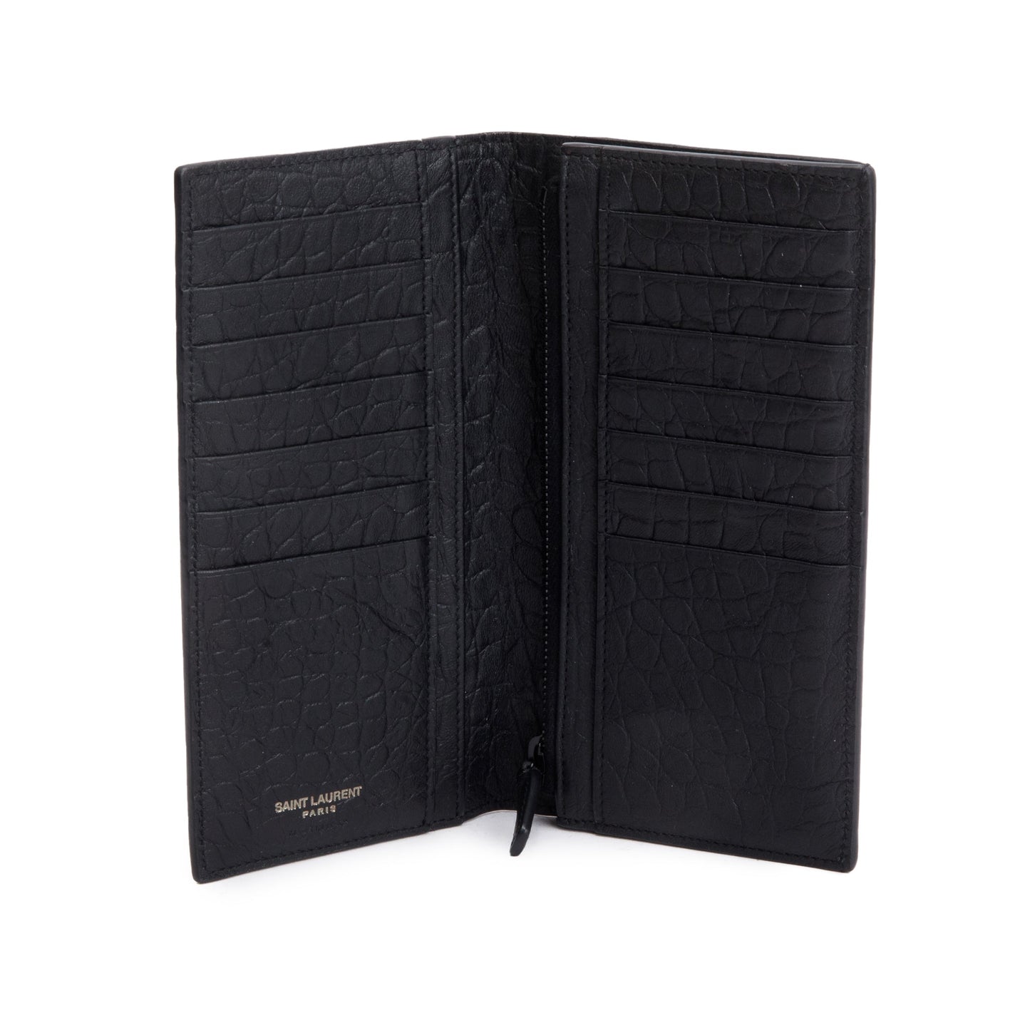 Saint Laurent Black Crocodile-Embossed Leather Cassandre Continental Wallet