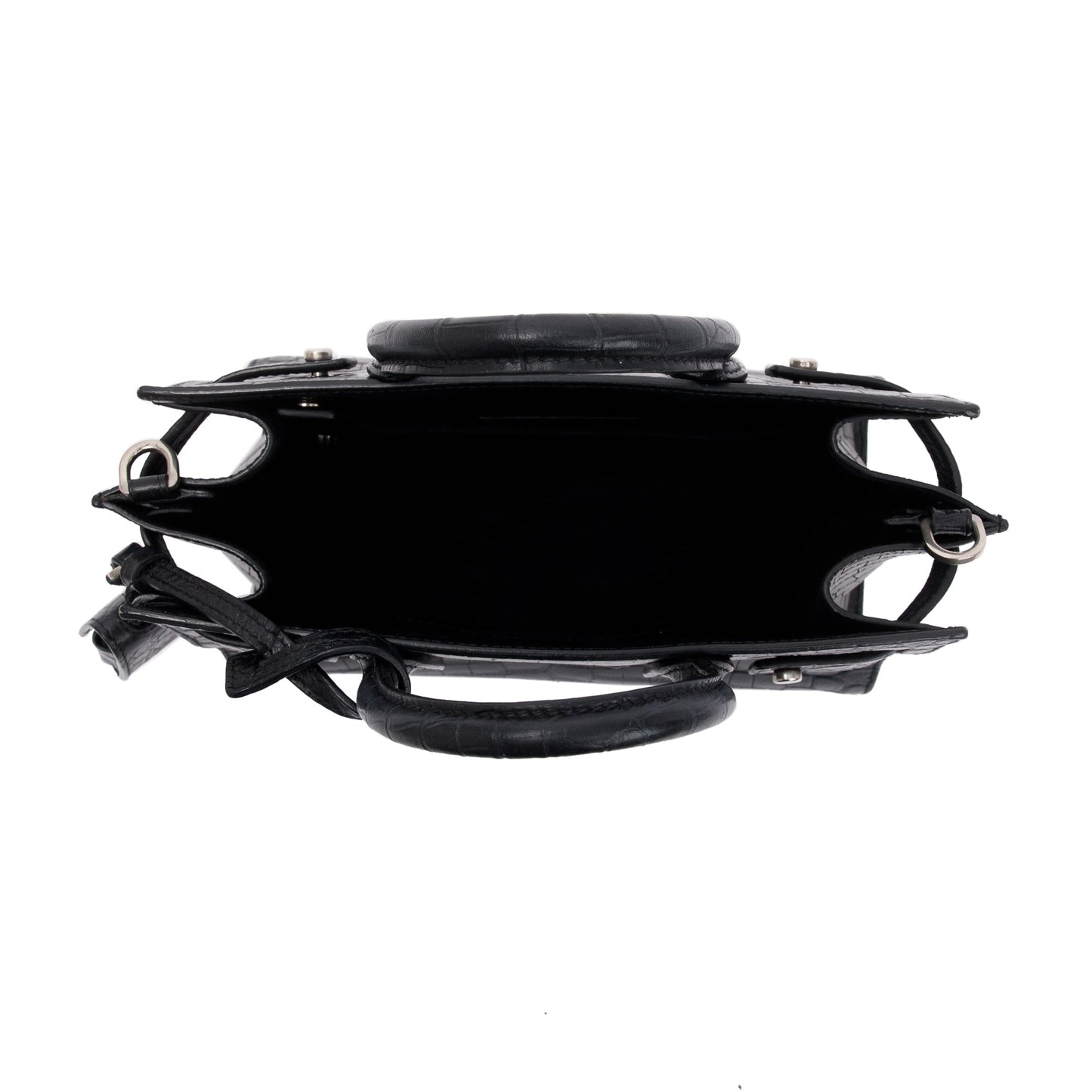 Saint Laurent Black Crocodile Embossed Leather Nano Sac De Jour