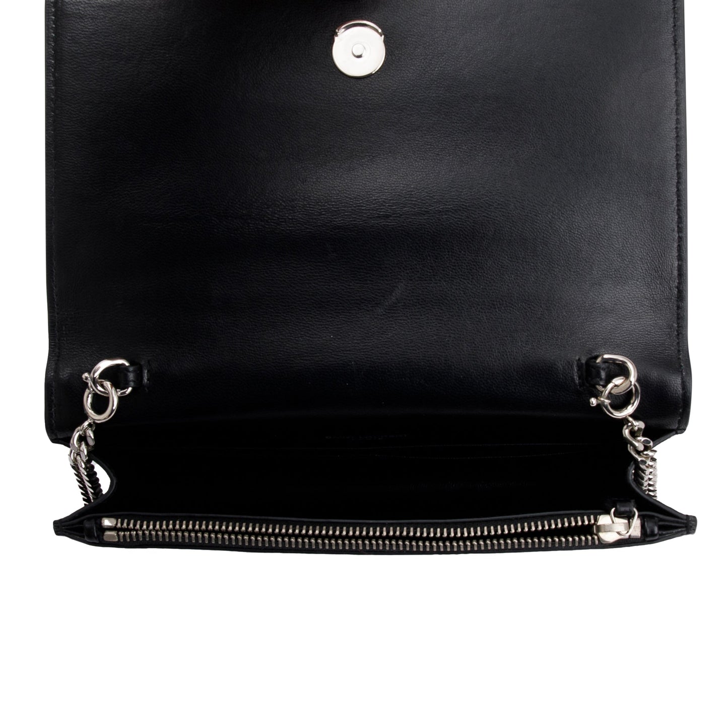 Saint Laurent Black Crocodile-Embossed Leather Small Classic Monogram Kate Tassel Chain Bag