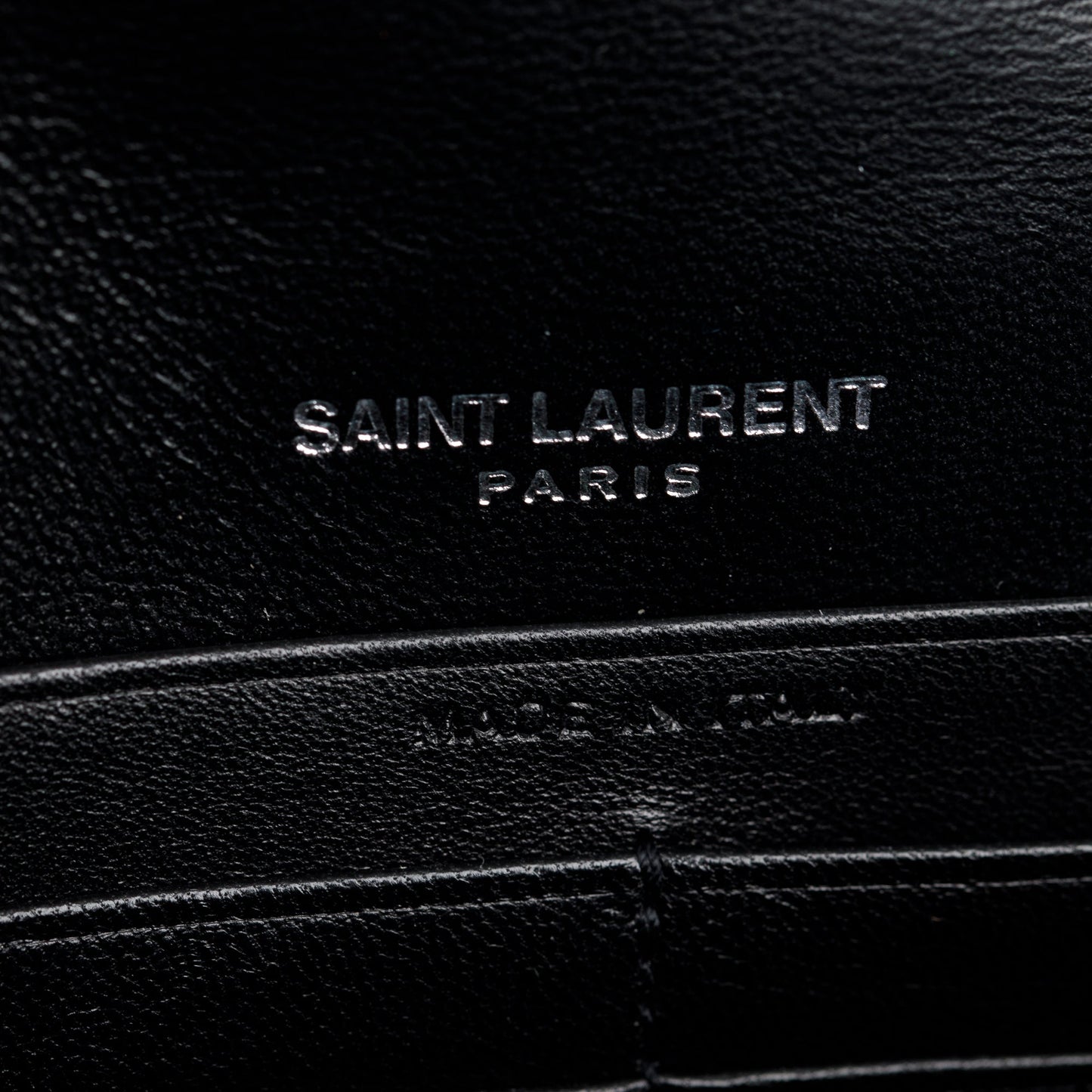 Saint Laurent Black Crocodile-Embossed Leather Small Classic Monogram Kate Tassel Chain Bag