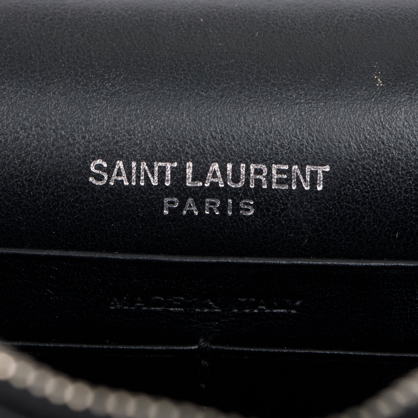 Saint Laurent Black Crocodile Embossed Small Sunset Chain Wallet