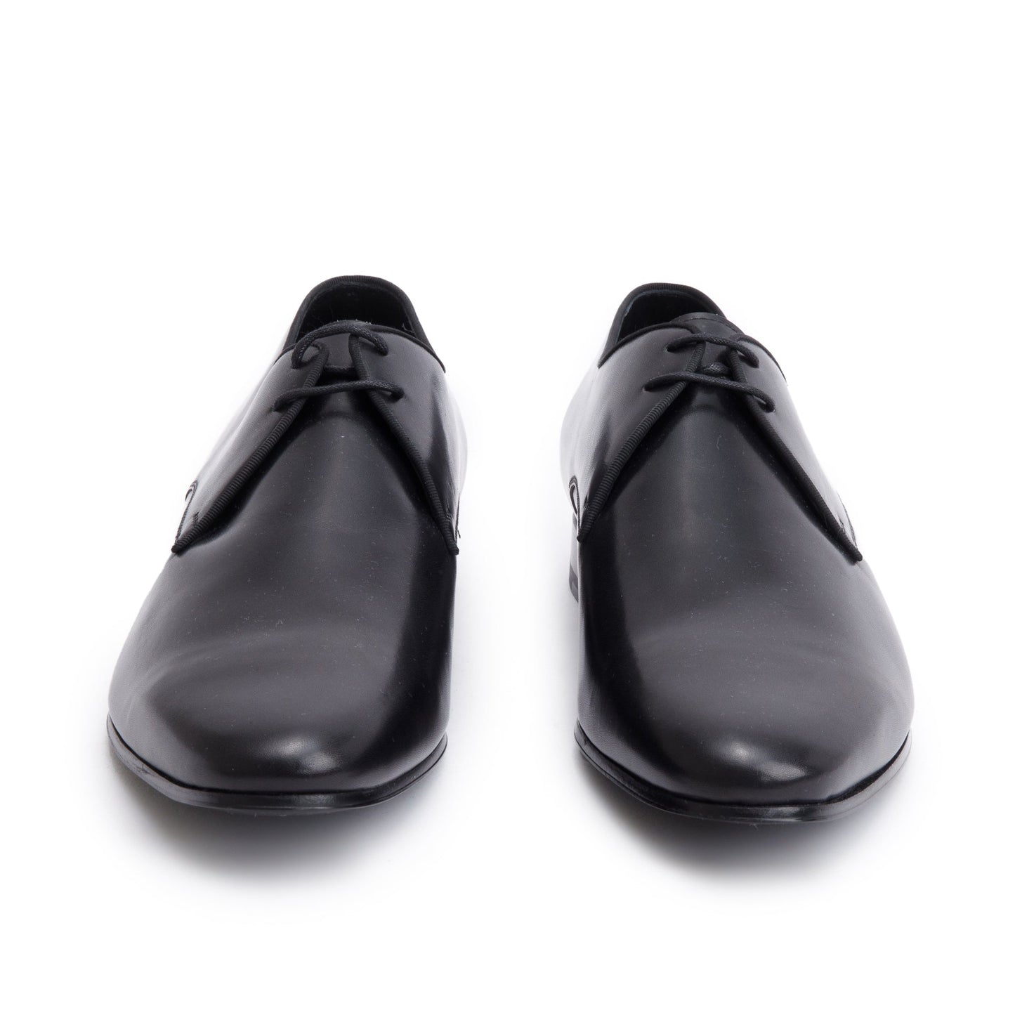 Saint Laurent Black Glazed Leather Adrien Derbies Shoes, Size 43.5