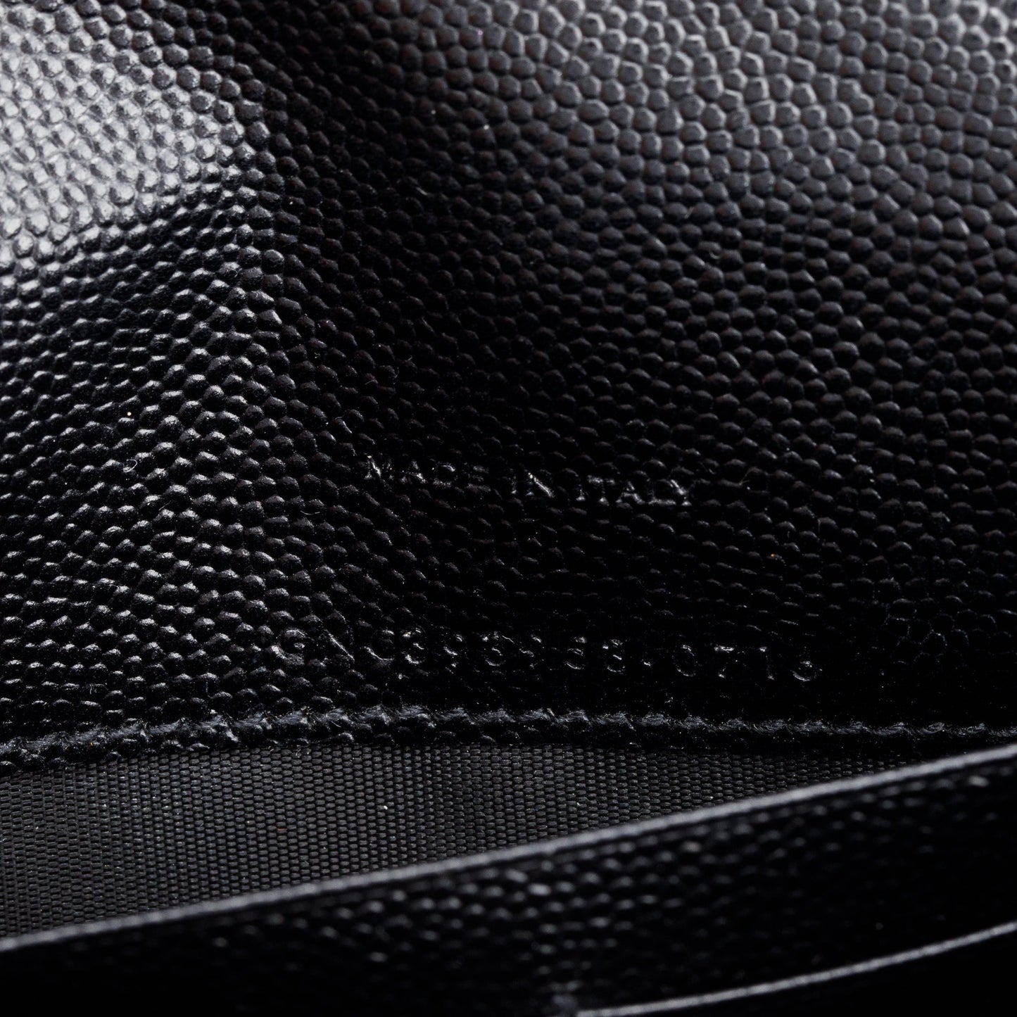 Saint Laurent Black Grain De Poudre Cassandre Envelope Chain Wallet