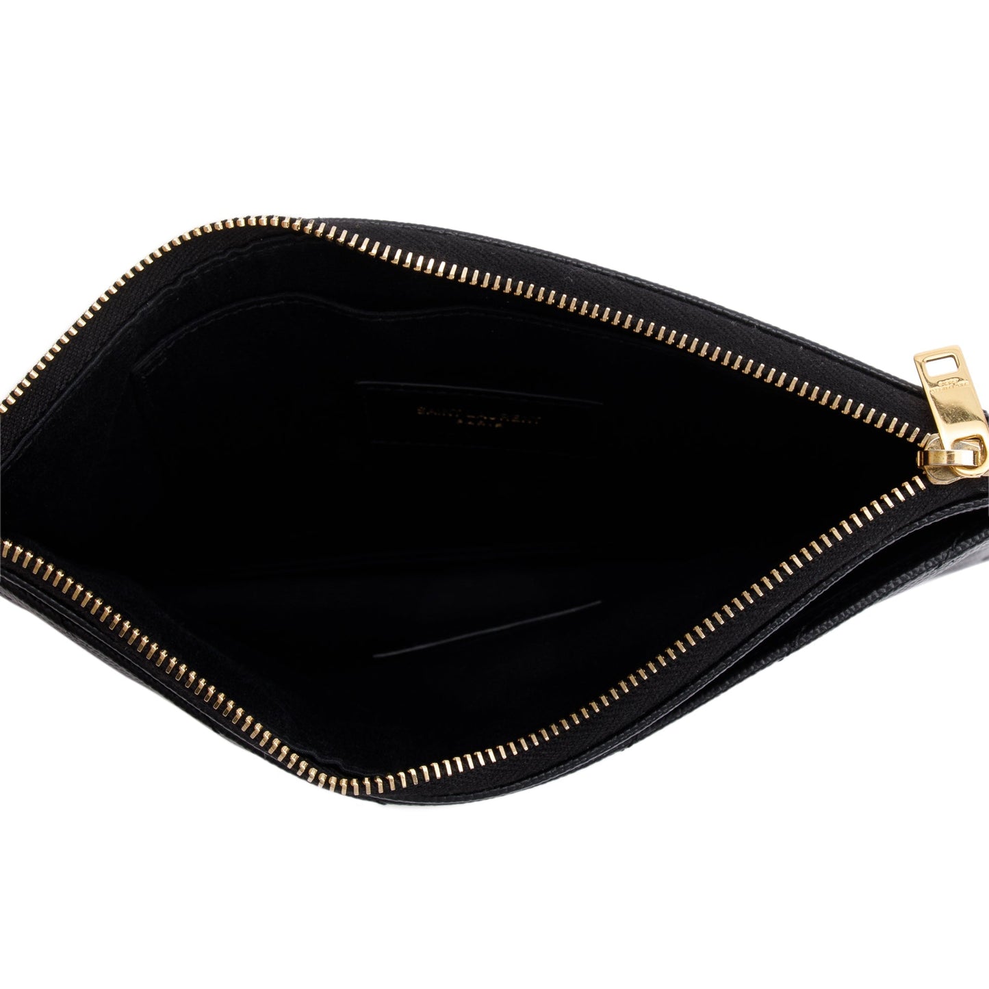 Saint Laurent Black Grain De Poudre Leather Cassandre Matelasse Large Zipped Pouch