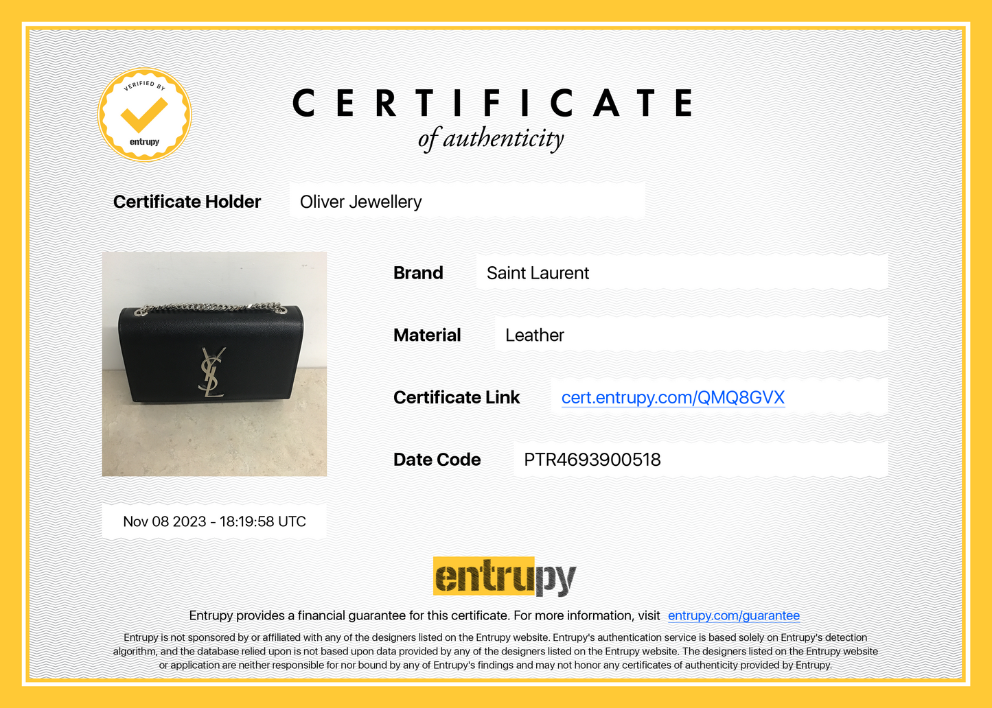 Saint Laurent Black Grain De Poudre Leather Small Kate Bag