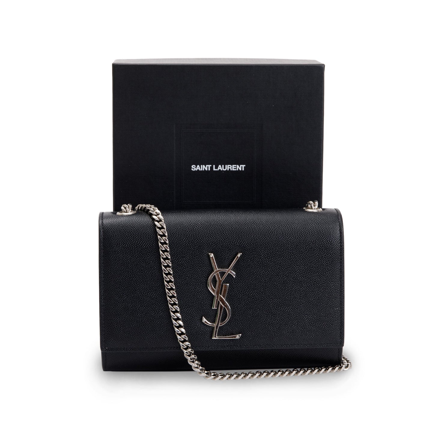 Saint Laurent Black Grain De Poudre Leather Small Kate Bag