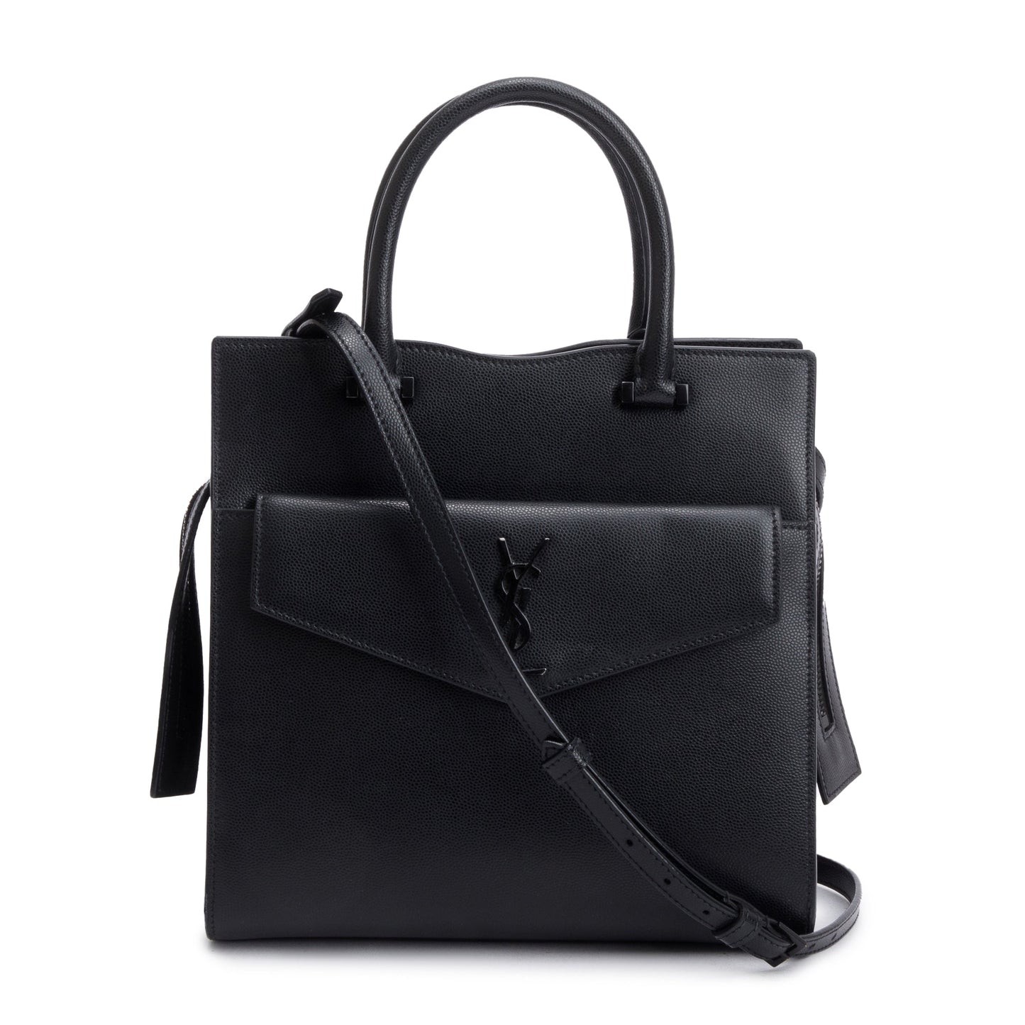 Saint Laurent Black Grain De Poudre Leather Small Uptown Tote