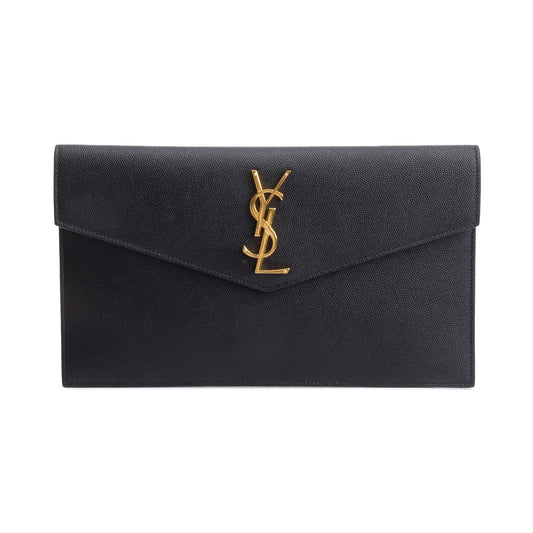 Saint Laurent Black Grain De Poudre Leather Uptown Pouch