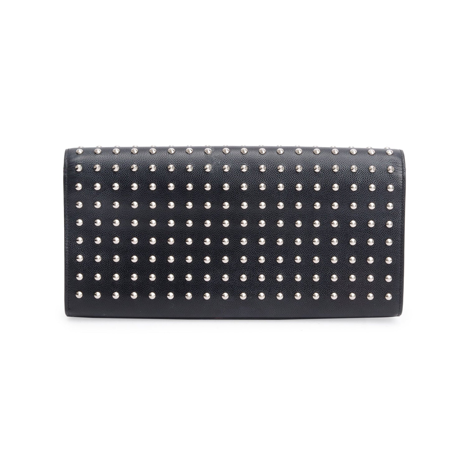Saint Laurent Black Grain De Poudre Studded Kate Clutch