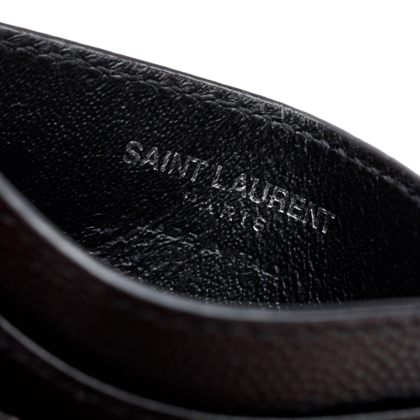 Saint Laurent Black Grain de Poudre Matelasse Chevron Leather Card Holder