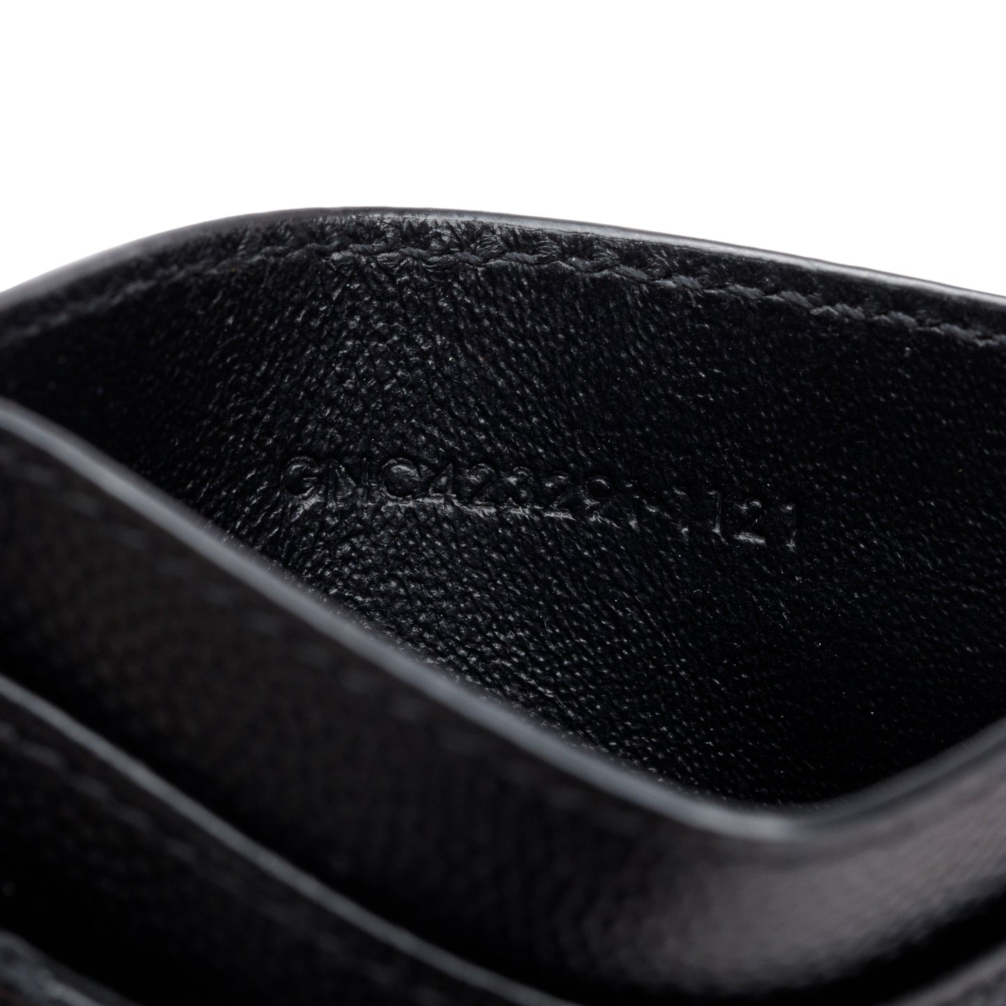 Saint Laurent Black Grain de Poudre Matelasse Chevron Leather Card Holder