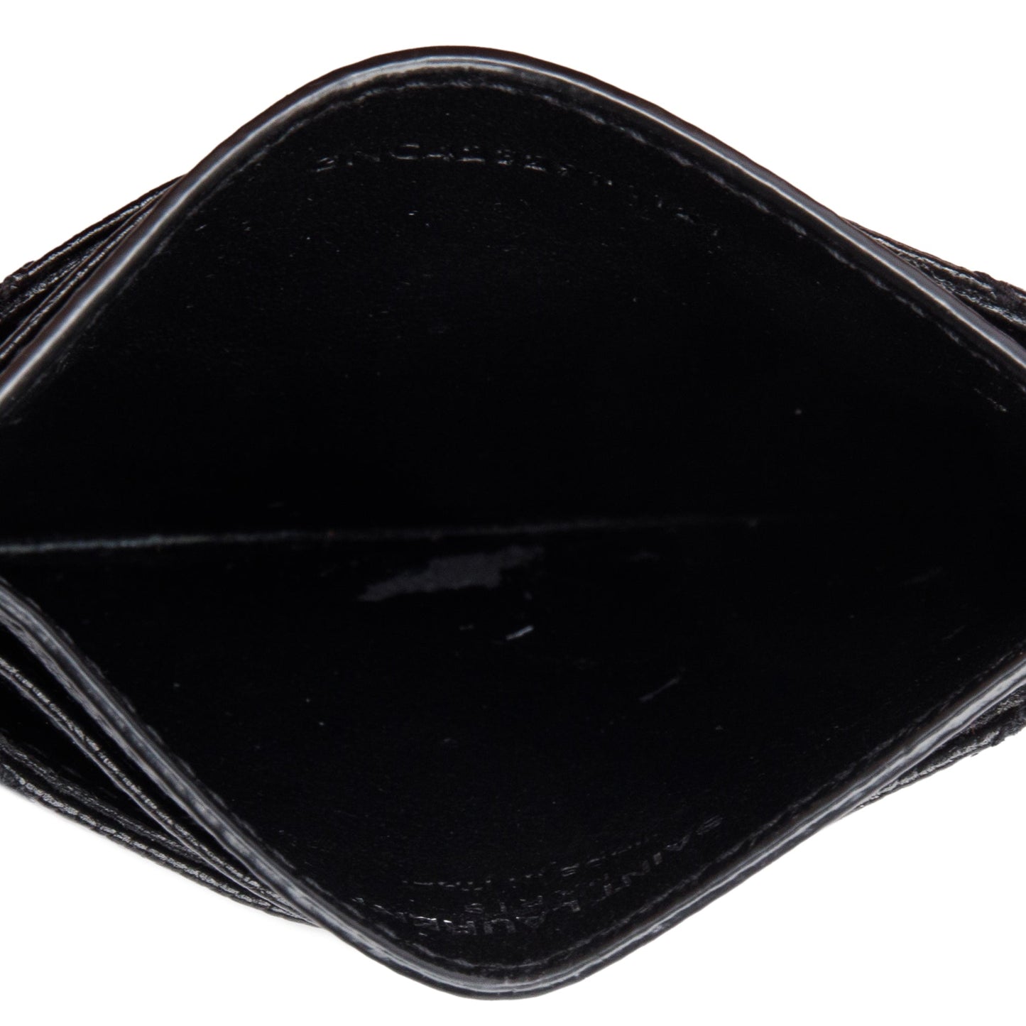 Saint Laurent Black Grain de Poudre Matelasse Chevron Leather Card Holder