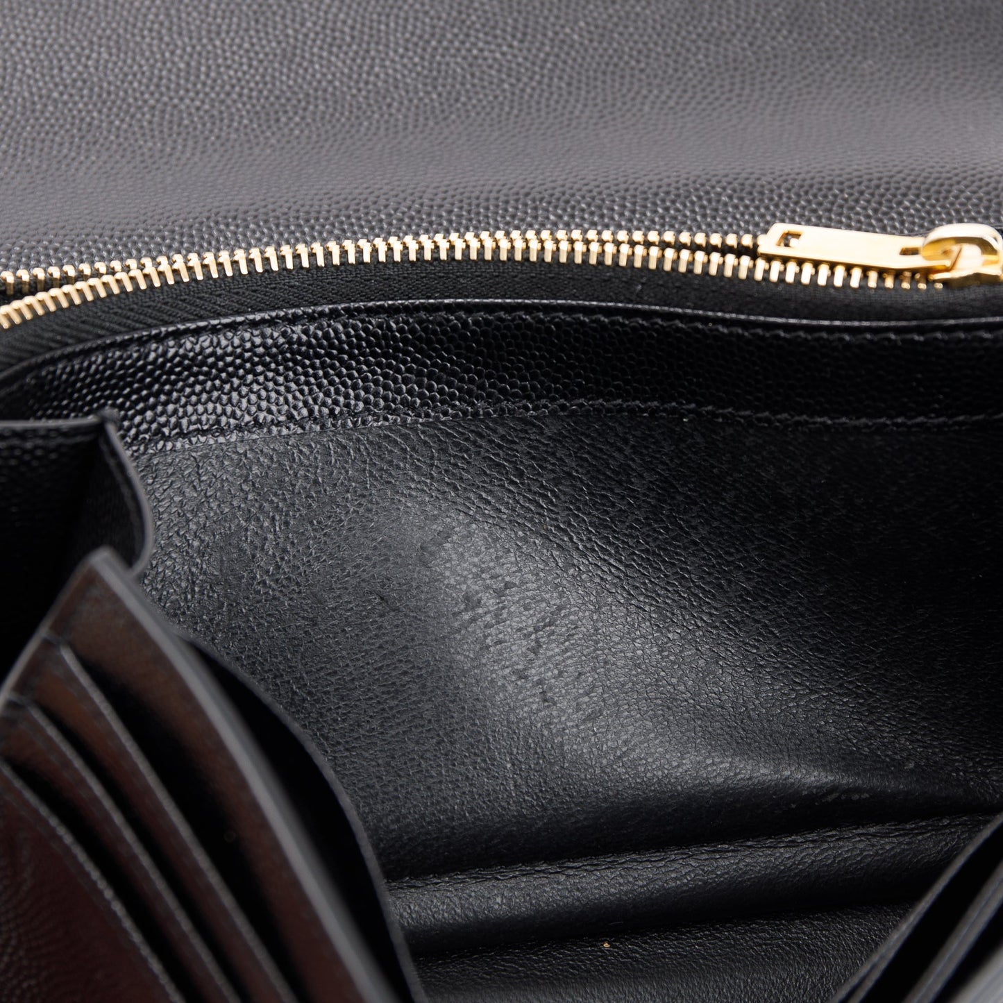 Saint Laurent Black Grain de Poudre Stars Monogram Bi-Fold Long Wallet