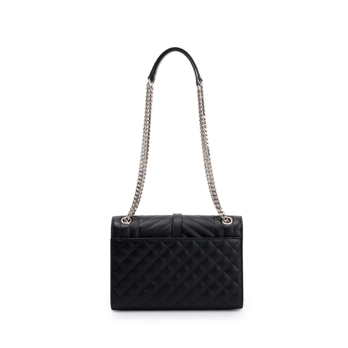 Saint Laurent Black Grained De Poudre Medium Envelope Shoulder Bag