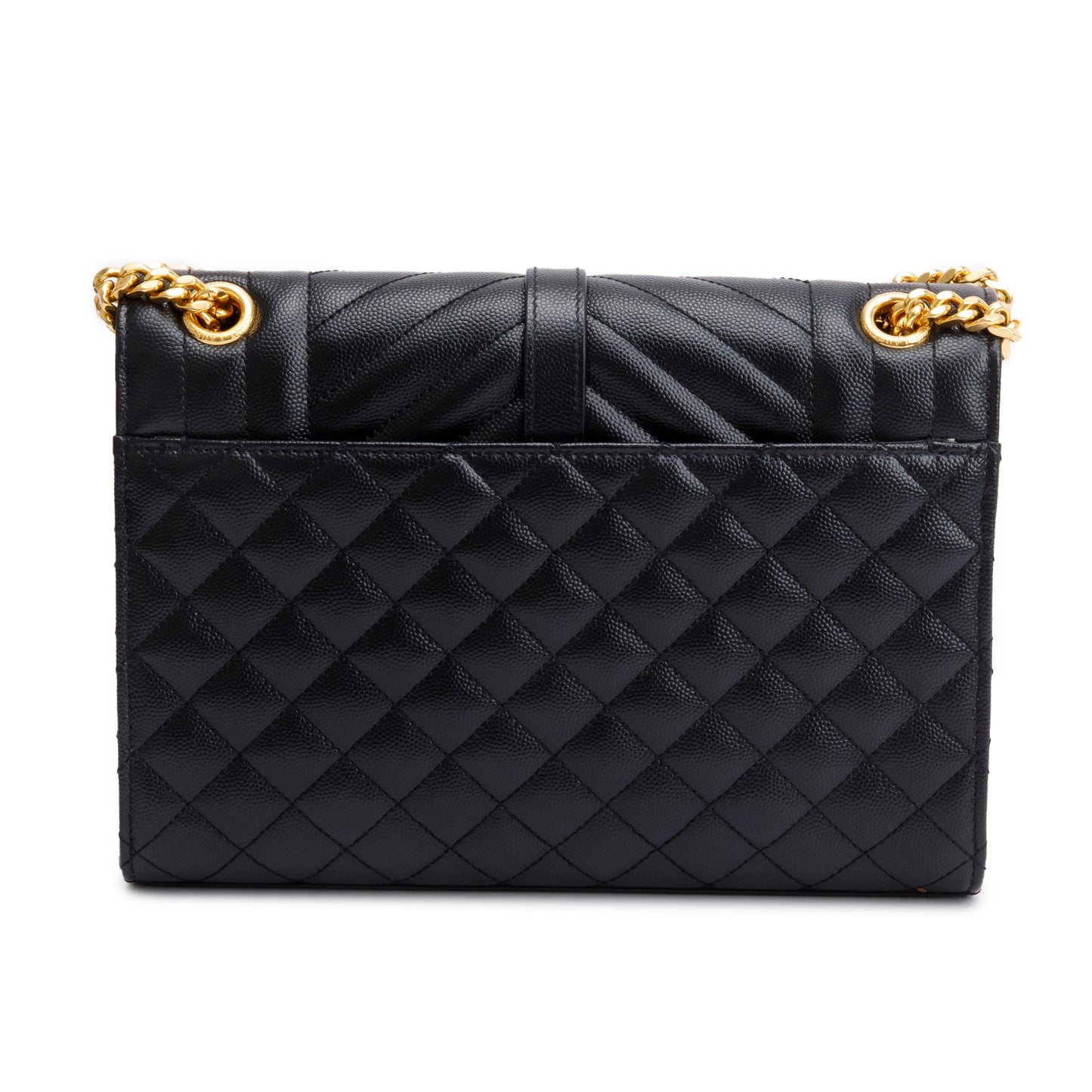 Saint Laurent Black Grained De Poudre Medium Envelope Shoulder Bag